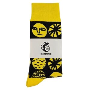 Mail Chimp Graphic Printed Crew Socks Yellow Black Unisex One Size NWT